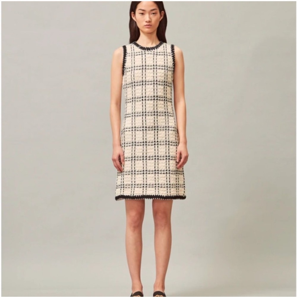 Tory Burch Black and Cream Plaid Mini Dress - Picture 4 of 4
